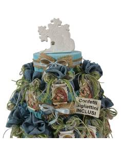 Bomboniere Battesimo bimbo sacchetti con icona Sacra su torta