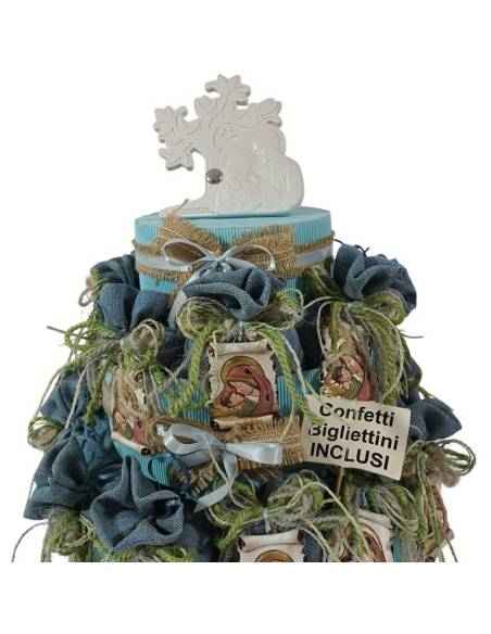 Bomboniere Battesimo bimbo sacchetti con icona Sacra su torta