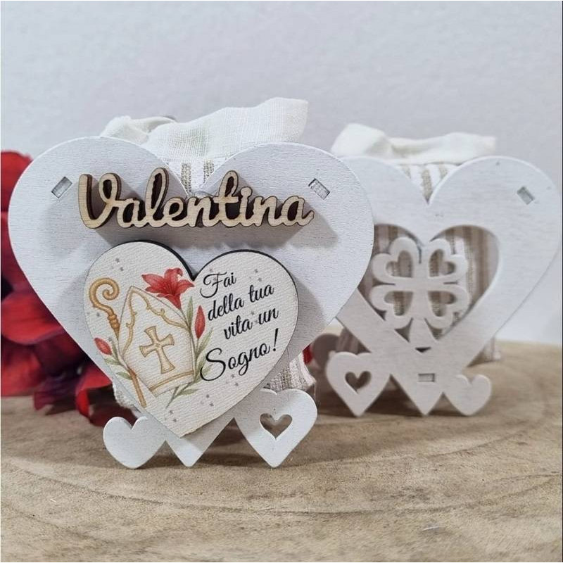 Bomboniere portaconfetti scatole Cresima a forma di cuore personalizzate