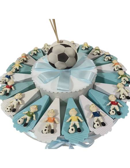 Torta bomboniere portaconfetti tema calcio calamite calciatori