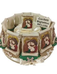 Torta bomboniere Battesimo pergamene icona sacra famiglia