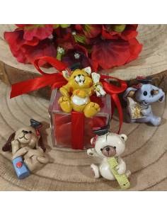 Portaconfetti Laurea in plexiglass calamite animaletti misti