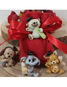 Sacchetti portaconfetti per Laurea magneti animali misti