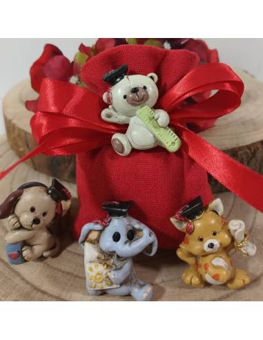 Sacchetti portaconfetti per Laurea magneti animali misti