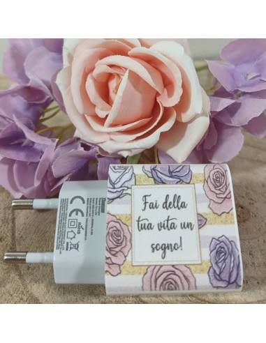 Bomboniere eleganti caricabatterie presa USB con frase