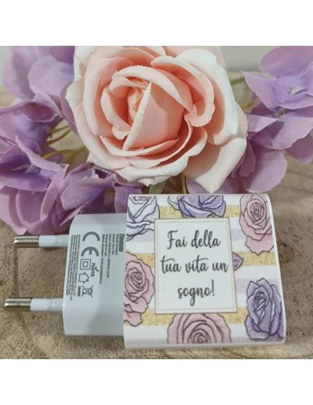 Bomboniere eleganti caricabatterie presa USB con frase