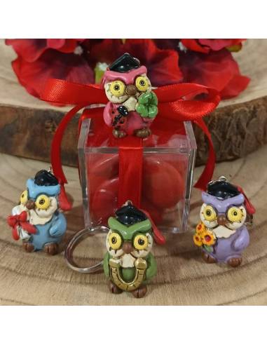 Bomboniere Laurea originali scatole portaconfetti portachiavi gufetti