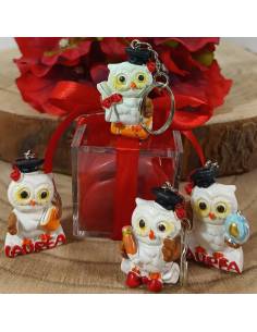 Scatoline portaconfetti bomboniere Laurea in plexiglass portachiavi gufetti misti