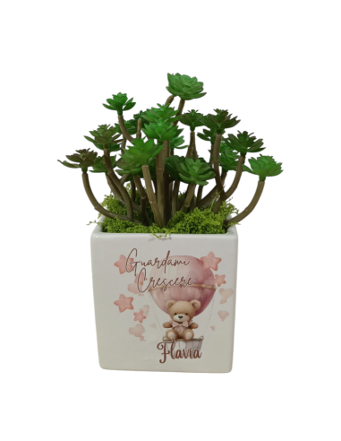 Bomboniere in ceramica vasetto portapiante fantasia mongolfiera orsetto | Sindy Bomboniere