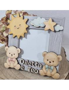 Bomboniere per Battesimo portafoto personalizzati teneri orsetti