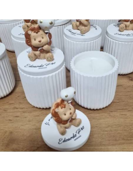 Candele profumate bomboniere personalizzate tema savana leone