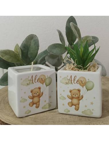 Vasetti bomboniere in ceramica portapiante orsetto palloncini