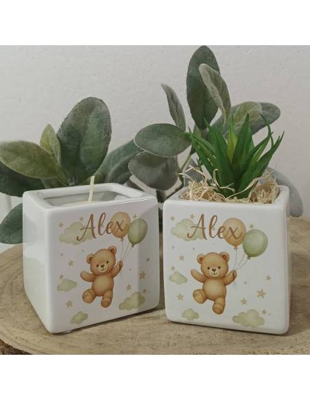 Vasetti bomboniere in ceramica portapiante orsetto palloncini