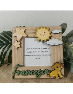Cornice portafoto bomboniere Re Leone Simba nome personalizzato
