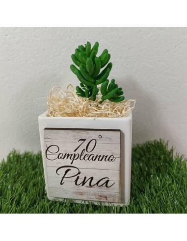 Bomboniere Compleanno vasetto portapiante in ceramica personalizzato