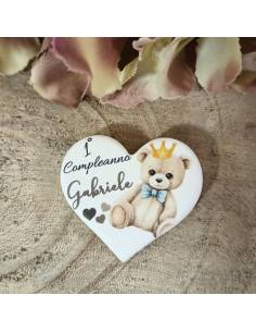 Bomboniere Primo Compleanno calamite orsetto cuore personalizzate