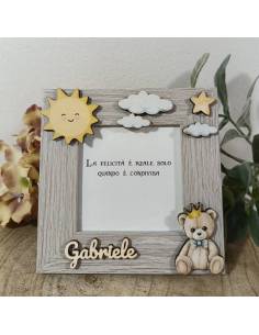 Bomboniere Battesimo cornice portafoto orsetto con corona nome personalizzato
