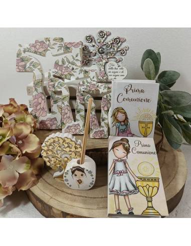 Torta bomboniera Comunione bambina cuore frase incisa,SindyBomboniere