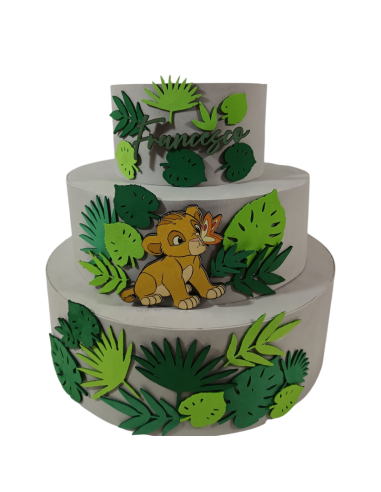 Torte scenografiche finte Disney Il Re Leone Simba con nome personalizzato
