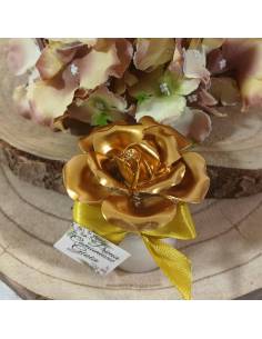Candele profumate bomboniere fiore dorato in ceramica tag personalizzato 2