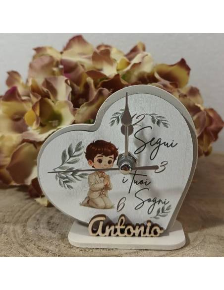 Bomboniere Comunione maschio orologio cuore con nome personalizzato
