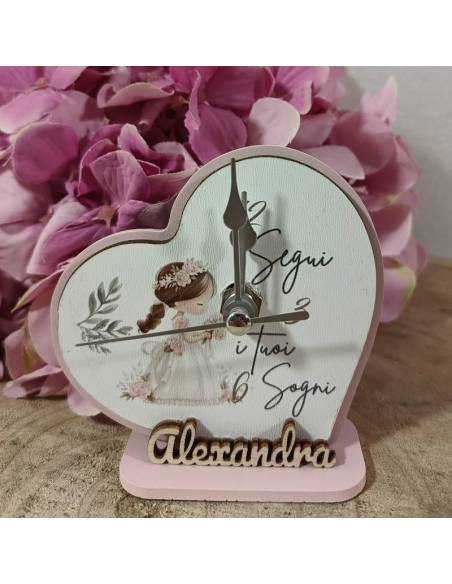 Bomboniere per Comunione bimba orologio cuore personalizzato