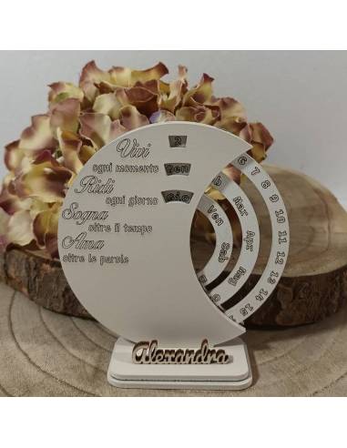 Bomboniere calendario perpetuo originali con nome personalizzato in legno