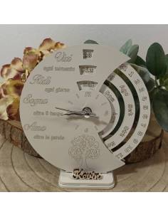 Bomboniere orologio calendario perpetuo con nome personalizzato in legno