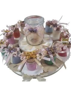 Candele bomboniere torta portaconfetti fiocchi con farfalle