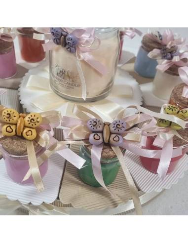 Candele bomboniere torta portaconfetti fiocchi in ceramica