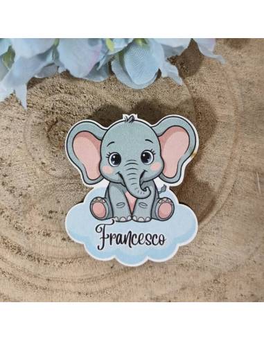 Bomboniere Battesimo maschio calamite elefante personalizzate