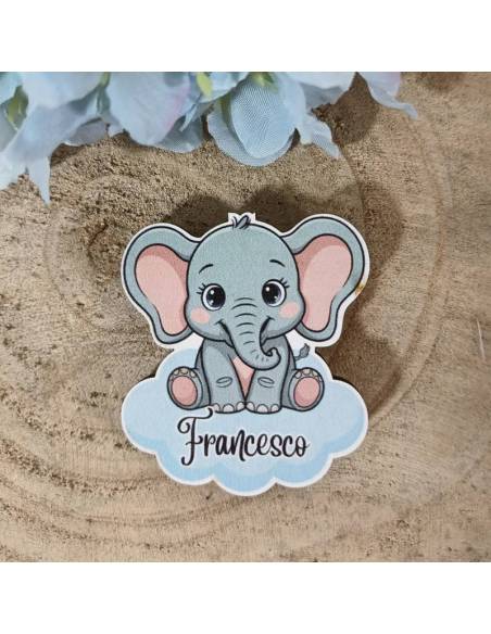 Bomboniere Battesimo maschio calamite elefante personalizzate