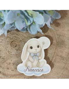 Bomboniere per Battesimo maschio calamite coniglio personalizzate
