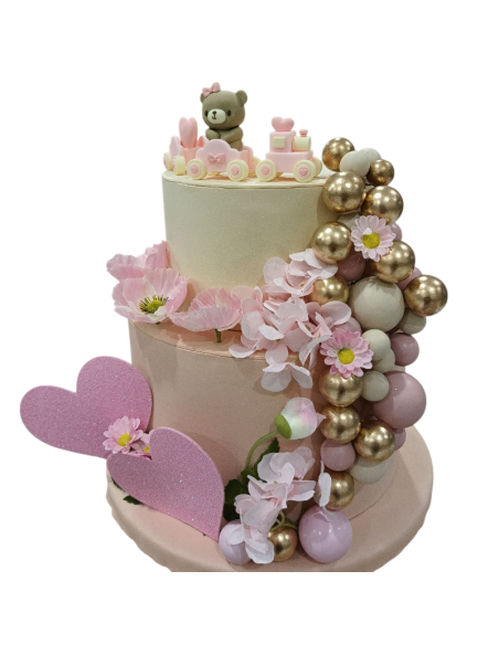 Torte finte scenografiche con orsetto e palloncini offerte