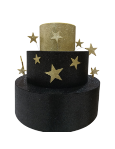 Torta scenografica finta espositiva Compleanno con stelline dorate