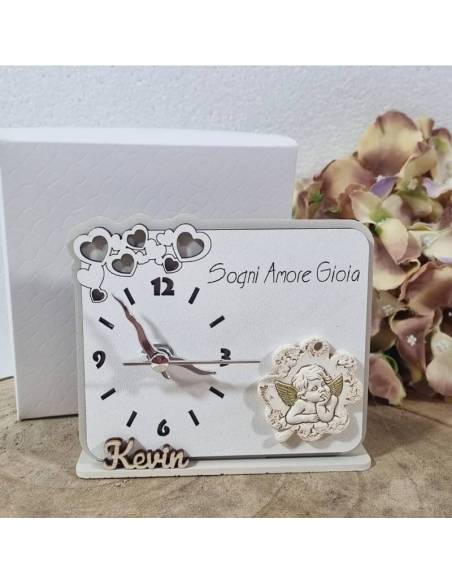 Bomboniere orologio Comunione quadrifoglio angelo con nome personalizzato