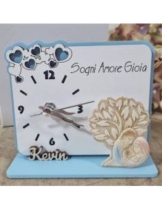 Bomboniere Battesimo maschio orologio albero della vita icona sacra famiglia con nome personalizzato