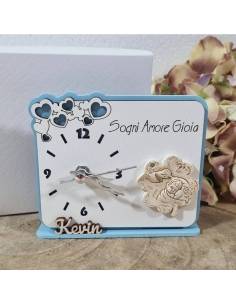 Bomboniere per Battesimo maschio orologio personalizzato con icona sacra quadrifoglio