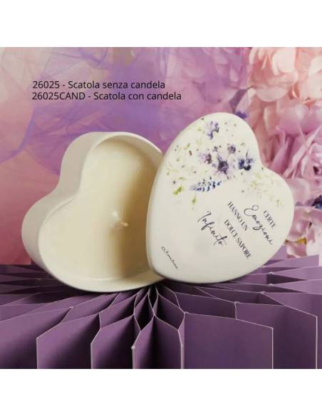 Bomboniere Claraluna Matrimonio Scatola cuore motivo floreale lilla