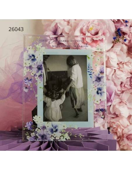 Bomboniera Matrimonio Claraluna portafoto fantasia floreale lilla