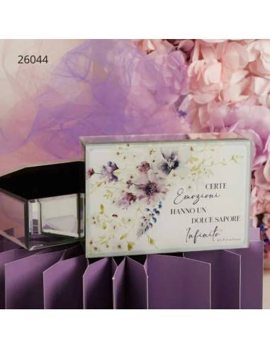 Bomboniere Claraluna Matrimonio portagioie eleganti motivo floreale lilla