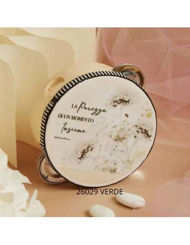 Bomboniere Claraluna Matrimonio Tamburello con fiori e frase | Sindy Bomboniere