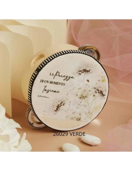 Bomboniere Claraluna Matrimonio Tamburello con fiori e frase | Sindy Bomboniere