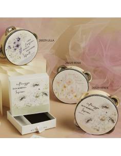 Bomboniere Claraluna Matrimonio Tamburello con fiori e frase