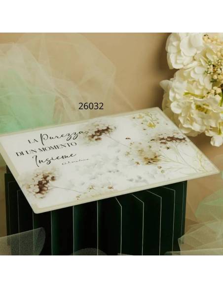 Bomboniere Claraluna Matrimonio utili tagliere in vetro tema floreale