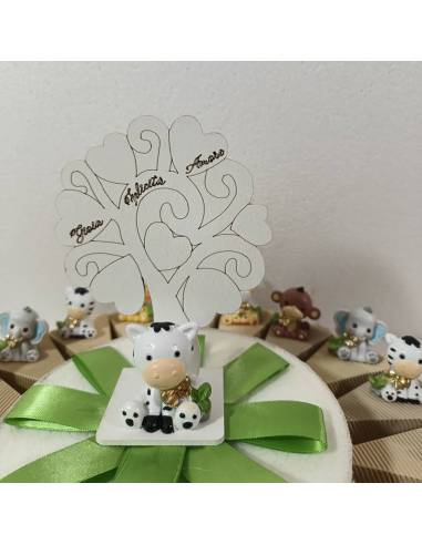 Torta bomboniera animali della savana a statuetta completa di confetti