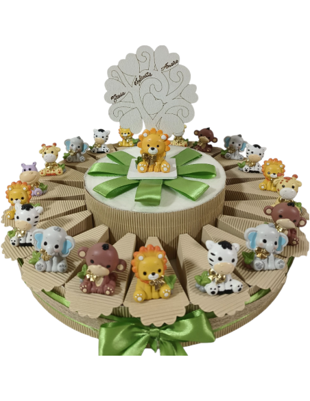 Torta bomboniera animali della savana a statuetta