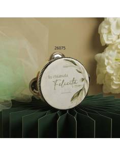 Bomboniera Matrimonio Claraluna tamburello ulivo con frase
