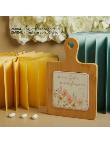 Bomboniere utili Matrimonio taglieri in bamboo tema floreale rosa