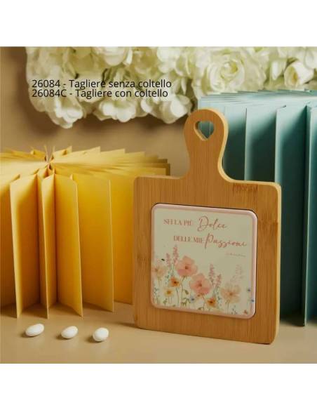 Bomboniere utili Matrimonio taglieri in bamboo tema floreale rosa
